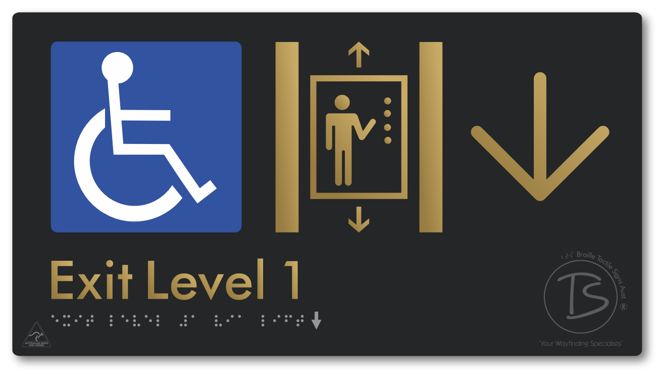 Exit Level 1 Via Lift with Large Arrow