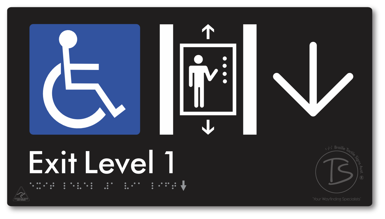 Exit Level 1 Via Lift with Large Arrow