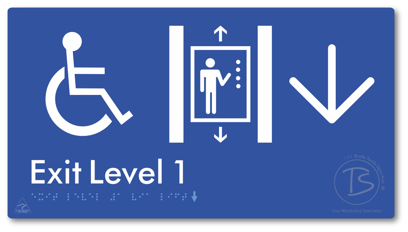 Exit Level 1 Via Lift with Large Arrow