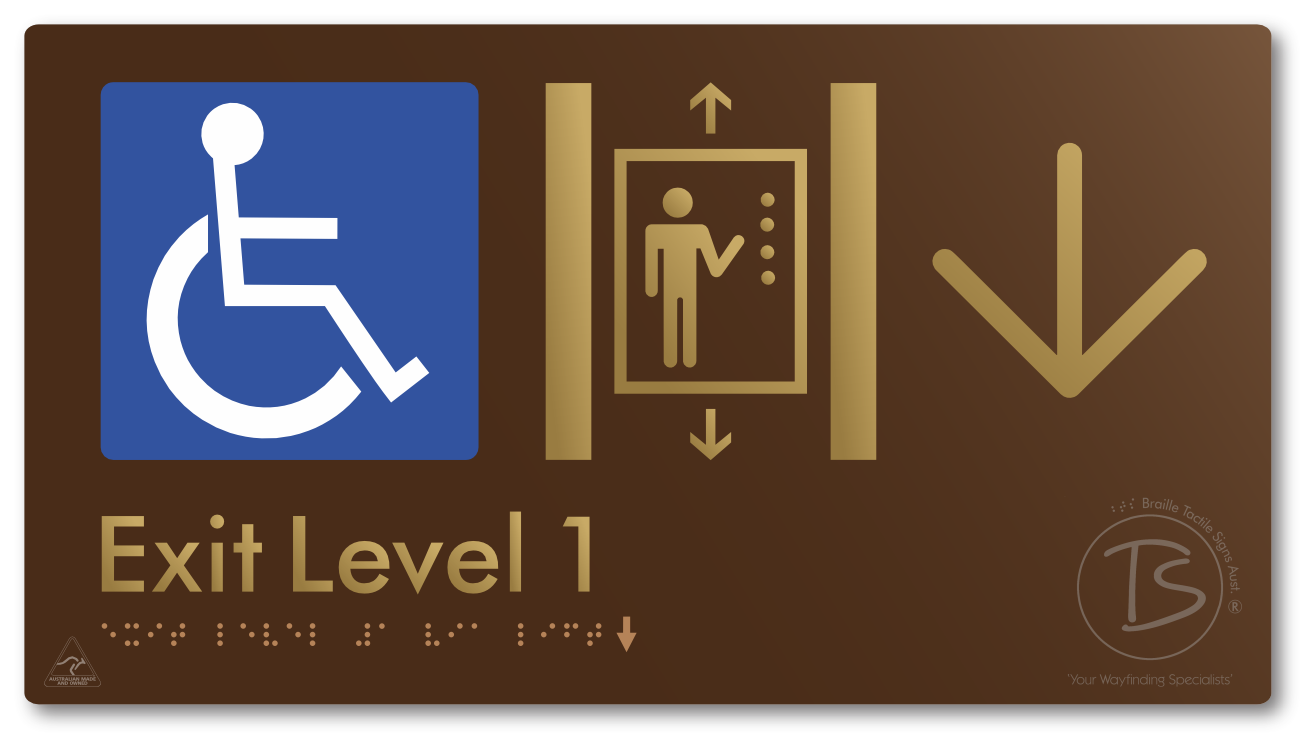 Exit Level 1 Via Lift with Large Arrow