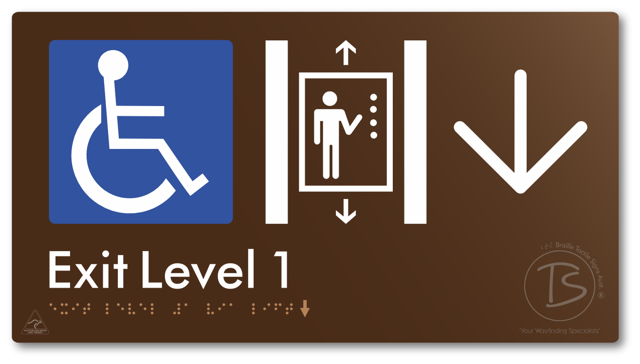 Exit Level 1 Via Lift with Large Arrow