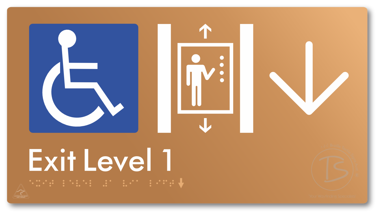 Exit Level 1 Via Lift with Large Arrow