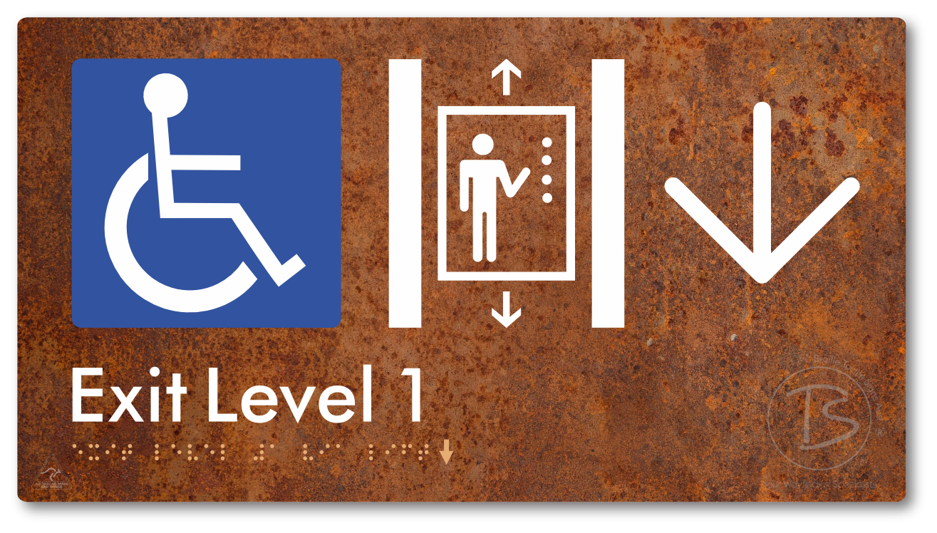 Exit Level 1 Via Lift with Large Arrow