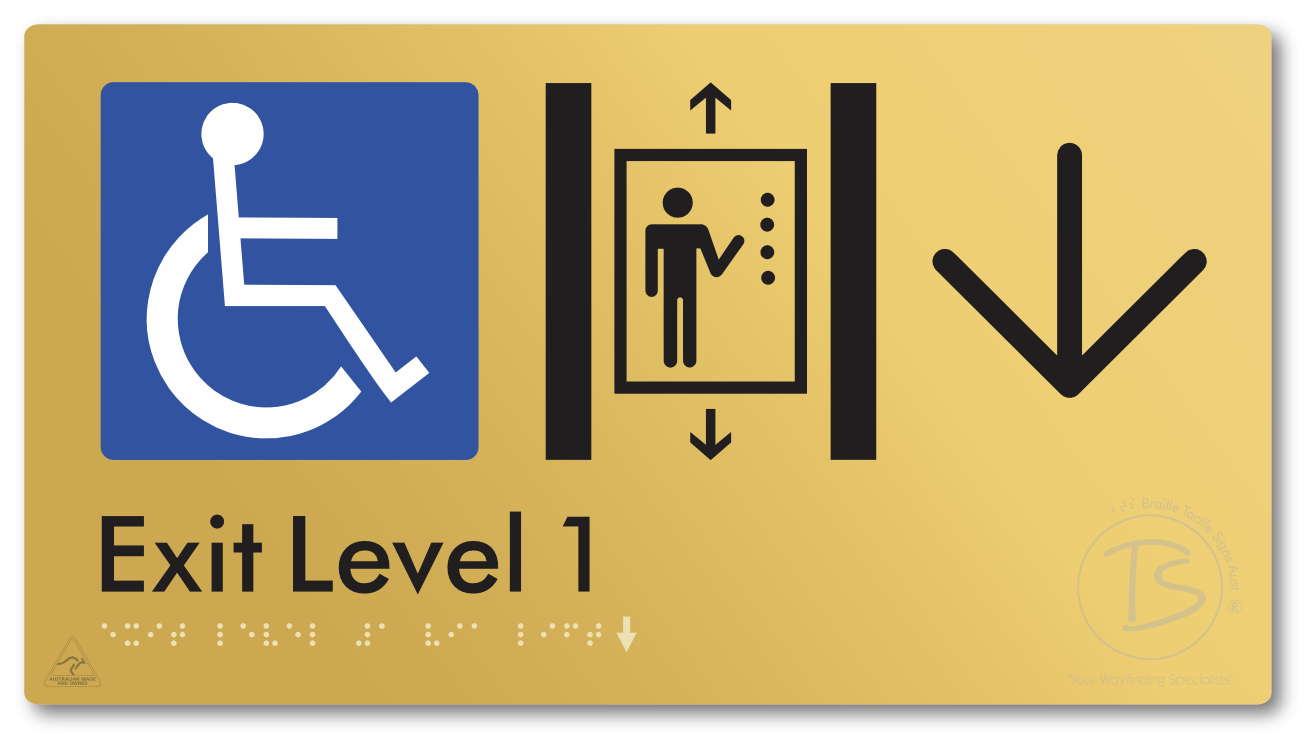 Exit Level 1 Via Lift with Large Arrow