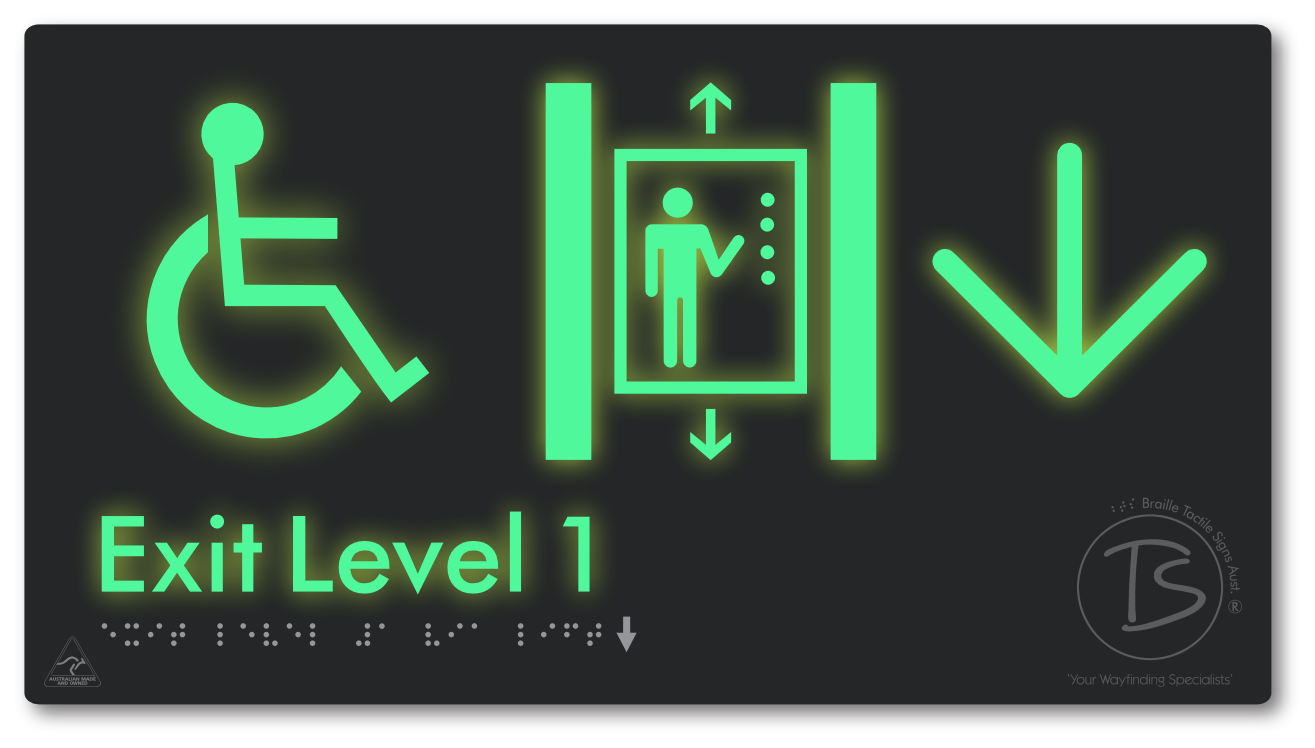 Exit Level 1 Via Lift with Large Arrow