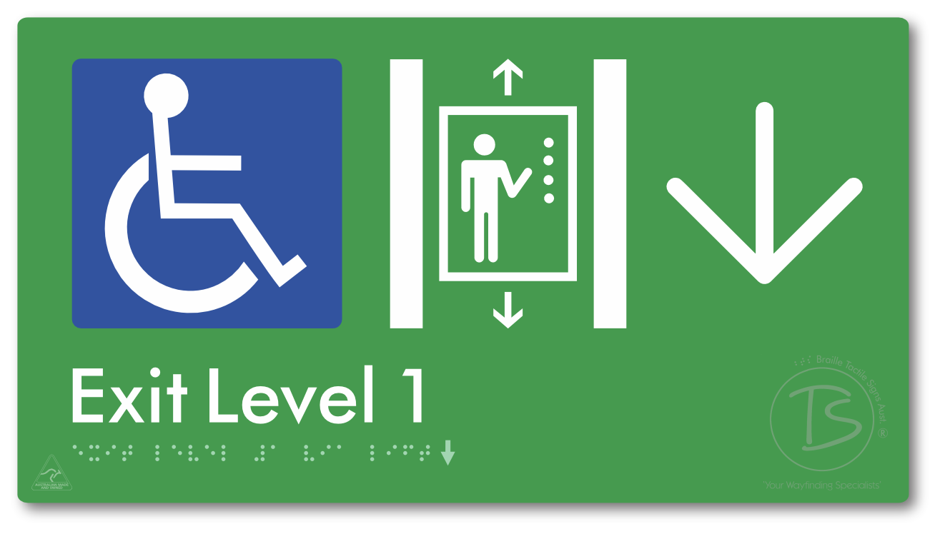 Exit Level 1 Via Lift with Large Arrow