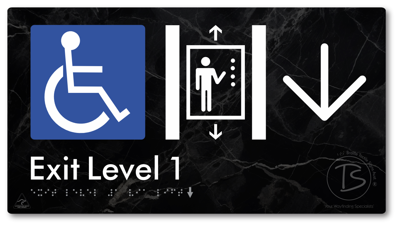 Exit Level 1 Via Lift with Large Arrow