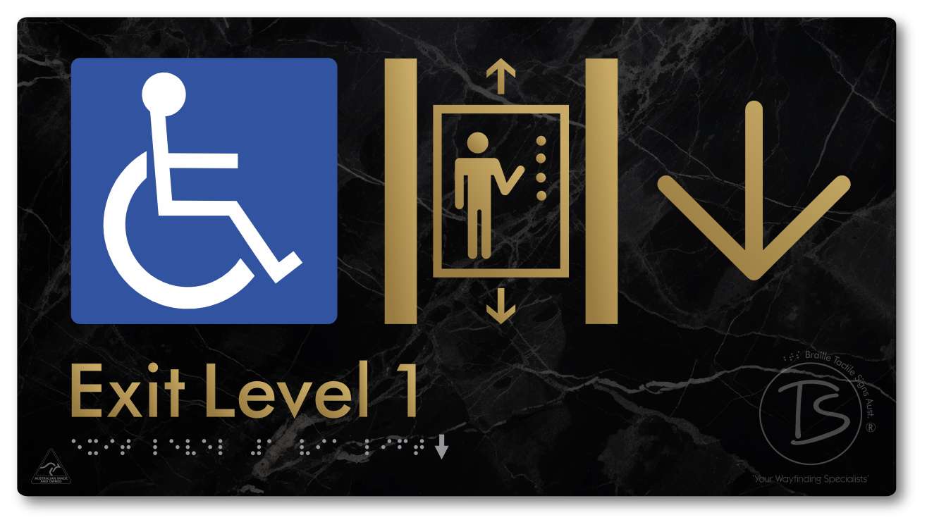 Exit Level 1 Via Lift with Large Arrow