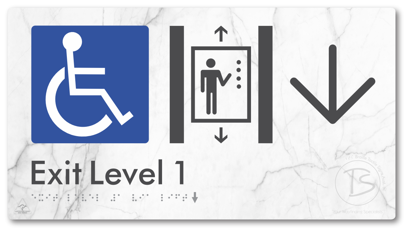 Exit Level 1 Via Lift with Large Arrow