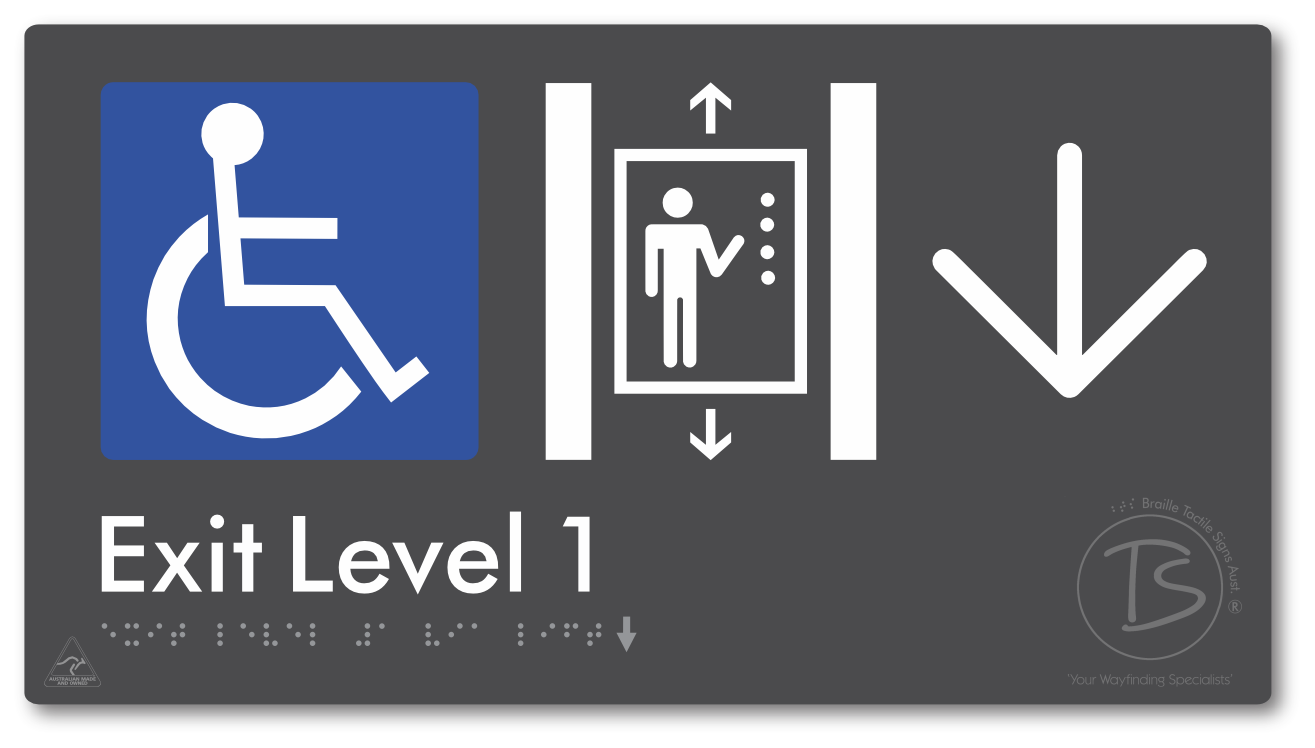Exit Level 1 Via Lift with Large Arrow