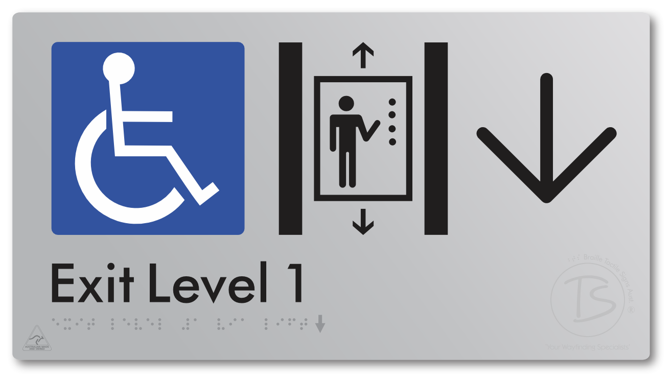 Exit Level 1 Via Lift with Large Arrow