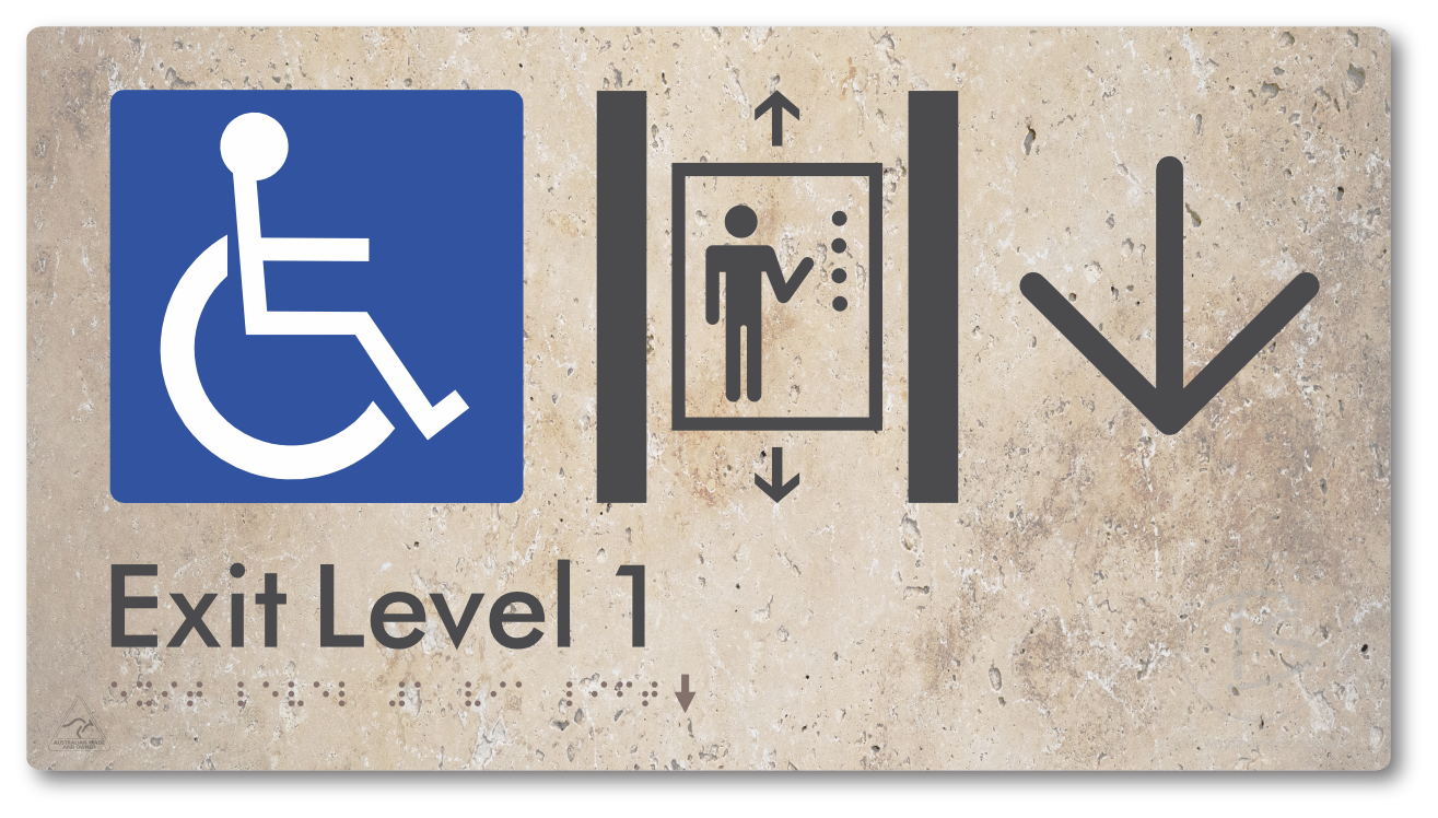 Exit Level 1 Via Lift with Large Arrow