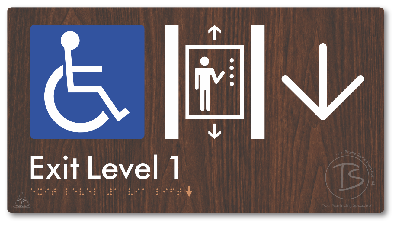 Exit Level 1 Via Lift with Large Arrow