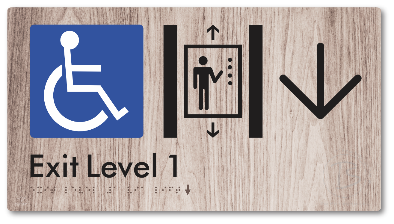 Exit Level 1 Via Lift with Large Arrow