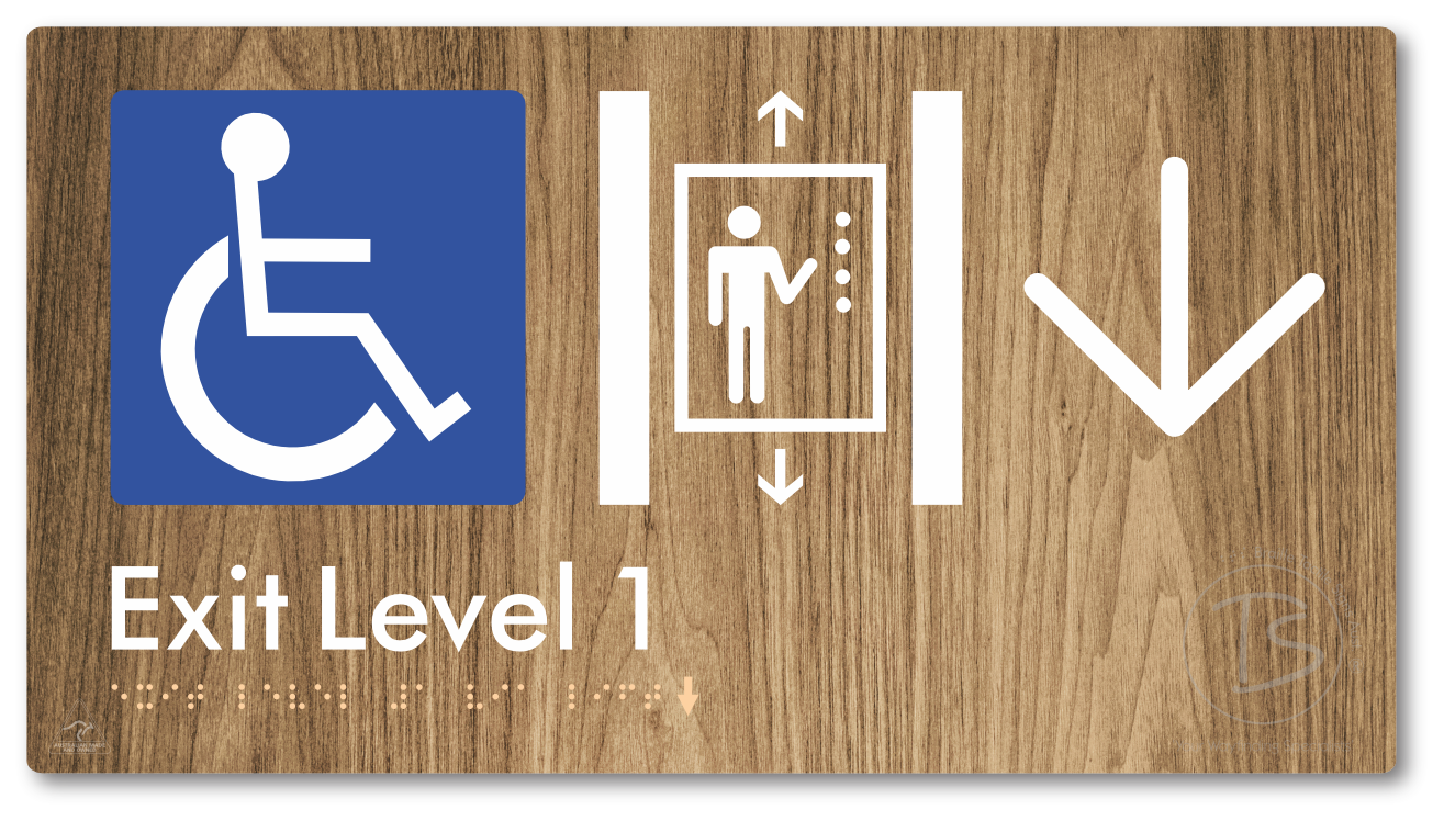 Exit Level 1 Via Lift with Large Arrow