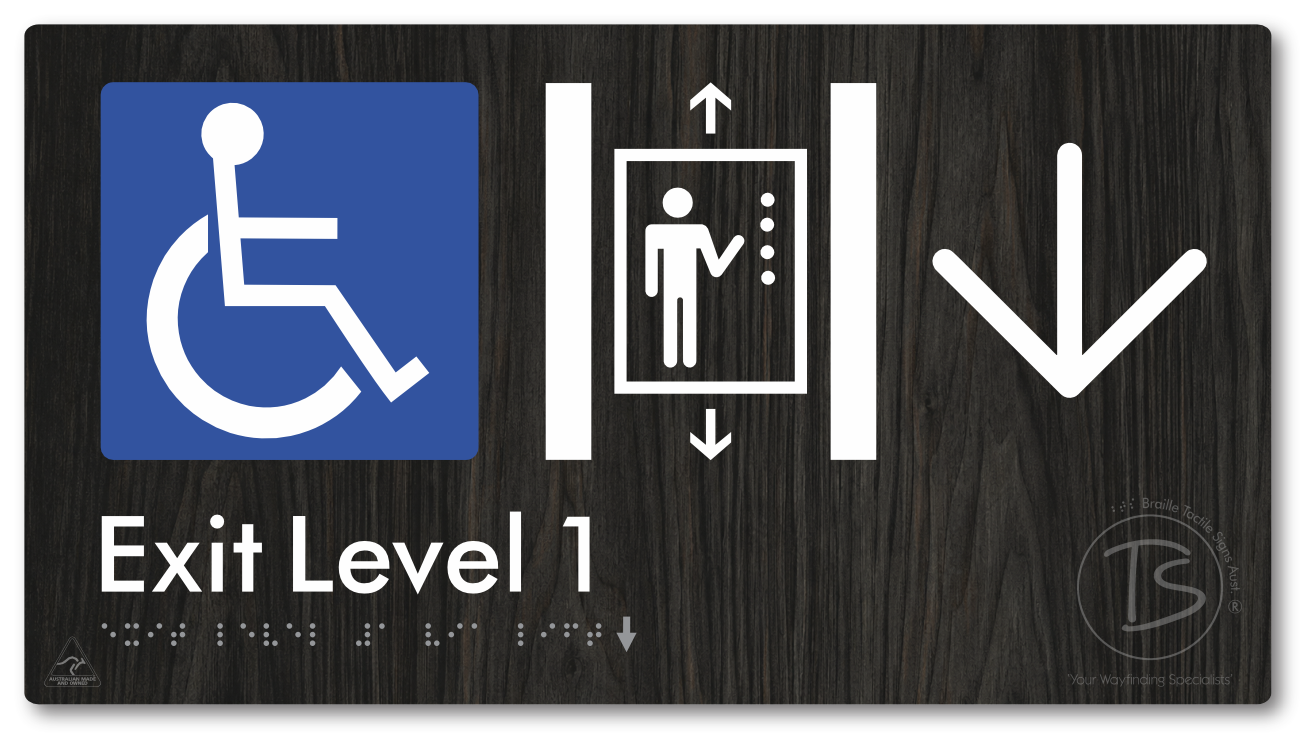 Exit Level 1 Via Lift with Large Arrow
