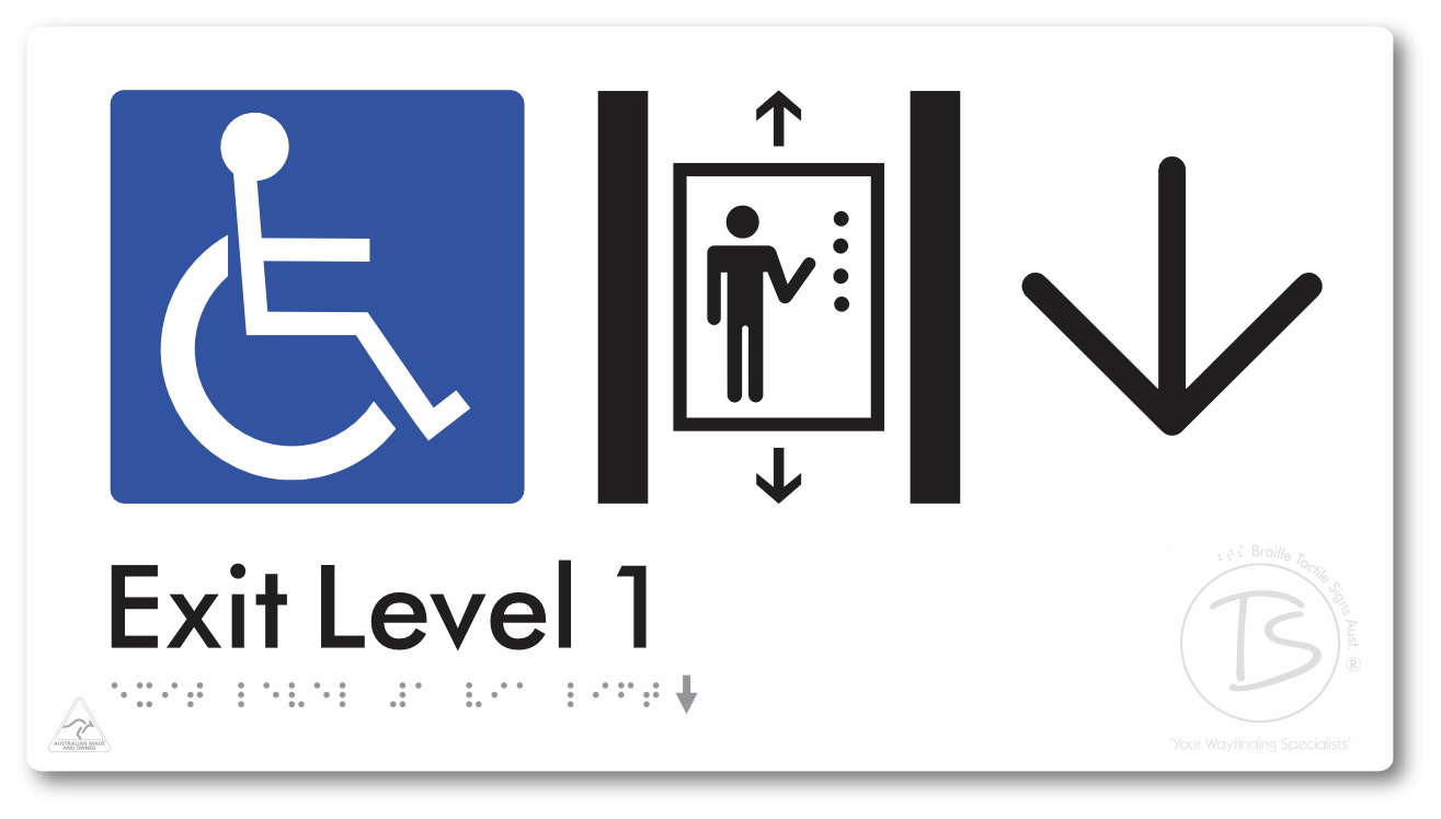 Exit Level 1 Via Lift with Large Arrow