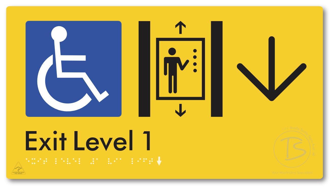 Exit Level 1 Via Lift with Large Arrow