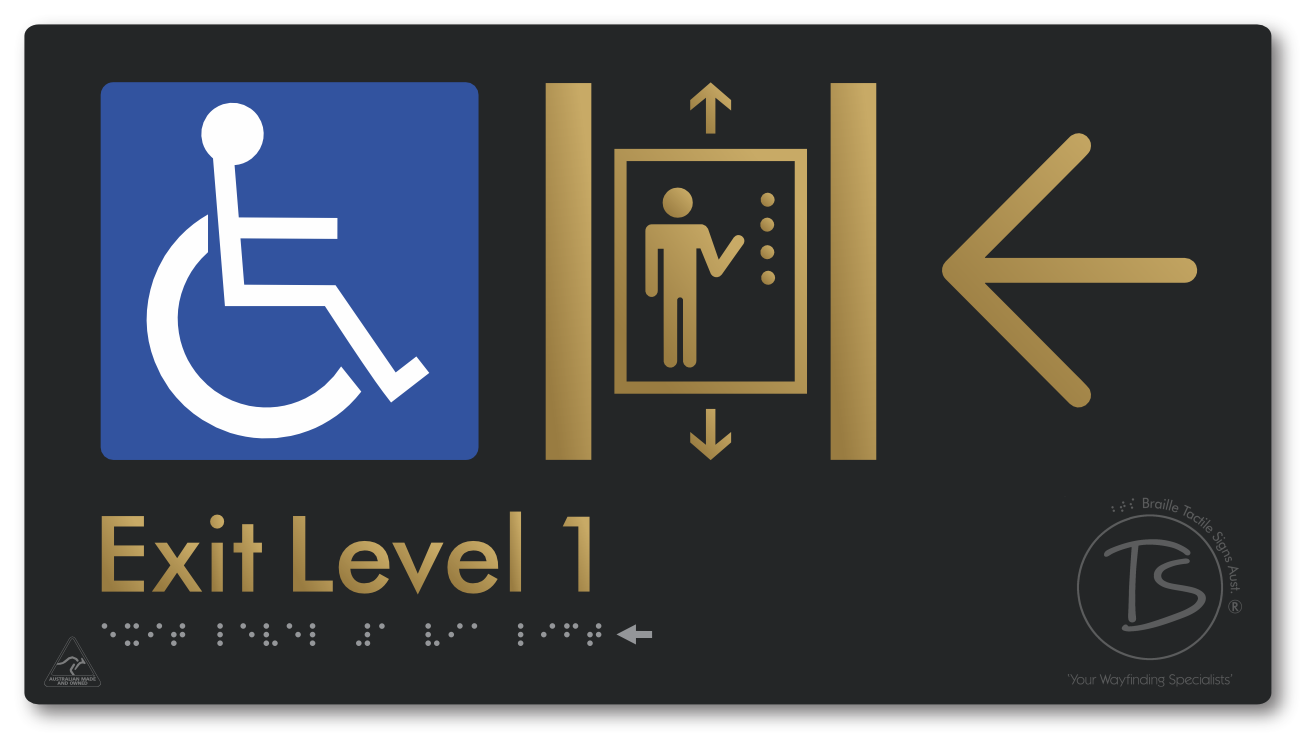 Exit Level 1 Via Lift with Large Arrow