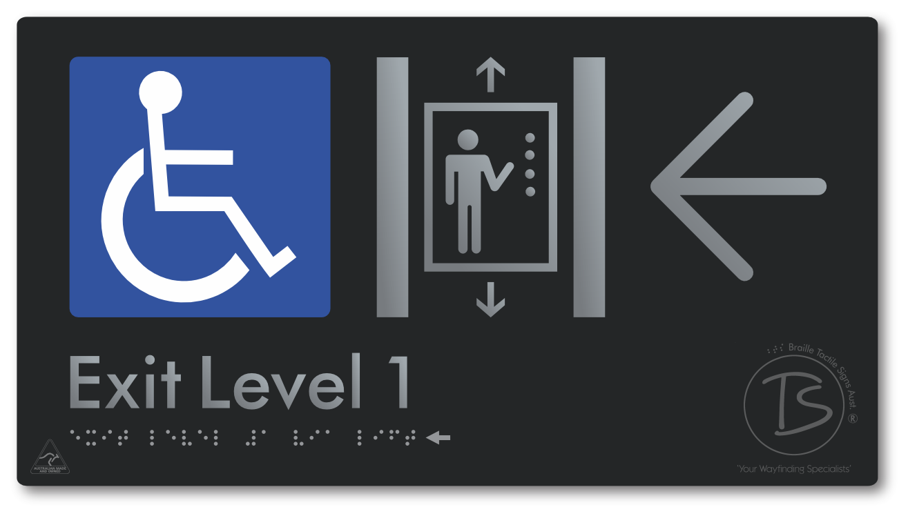Exit Level 1 Via Lift with Large Arrow
