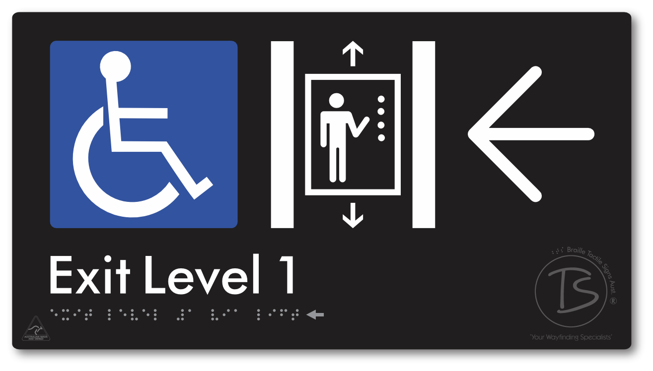Exit Level 1 Via Lift with Large Arrow