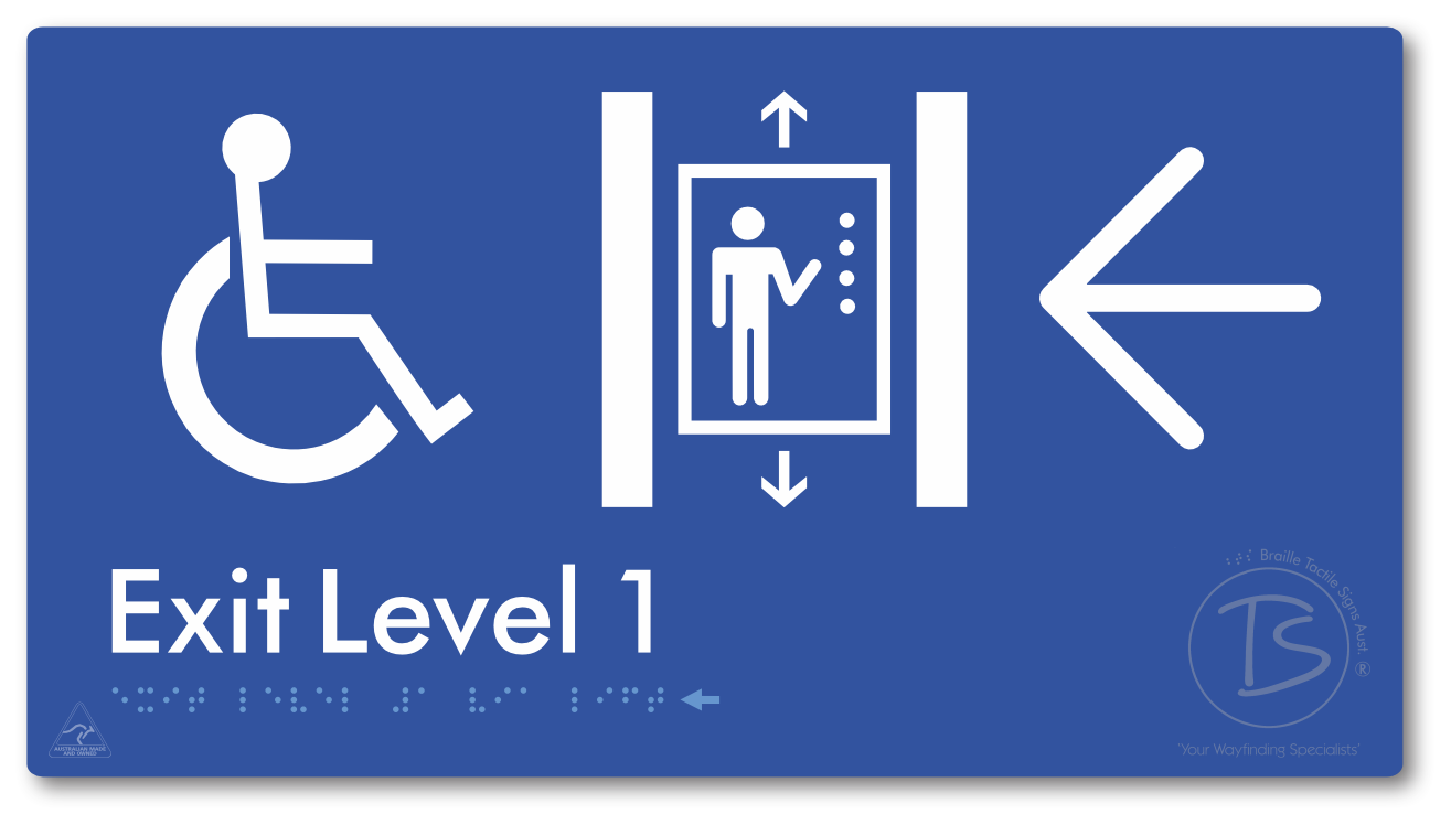 Exit Level 1 Via Lift with Large Arrow