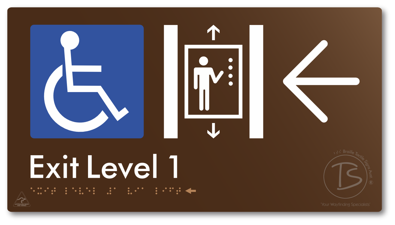 Exit Level 1 Via Lift with Large Arrow