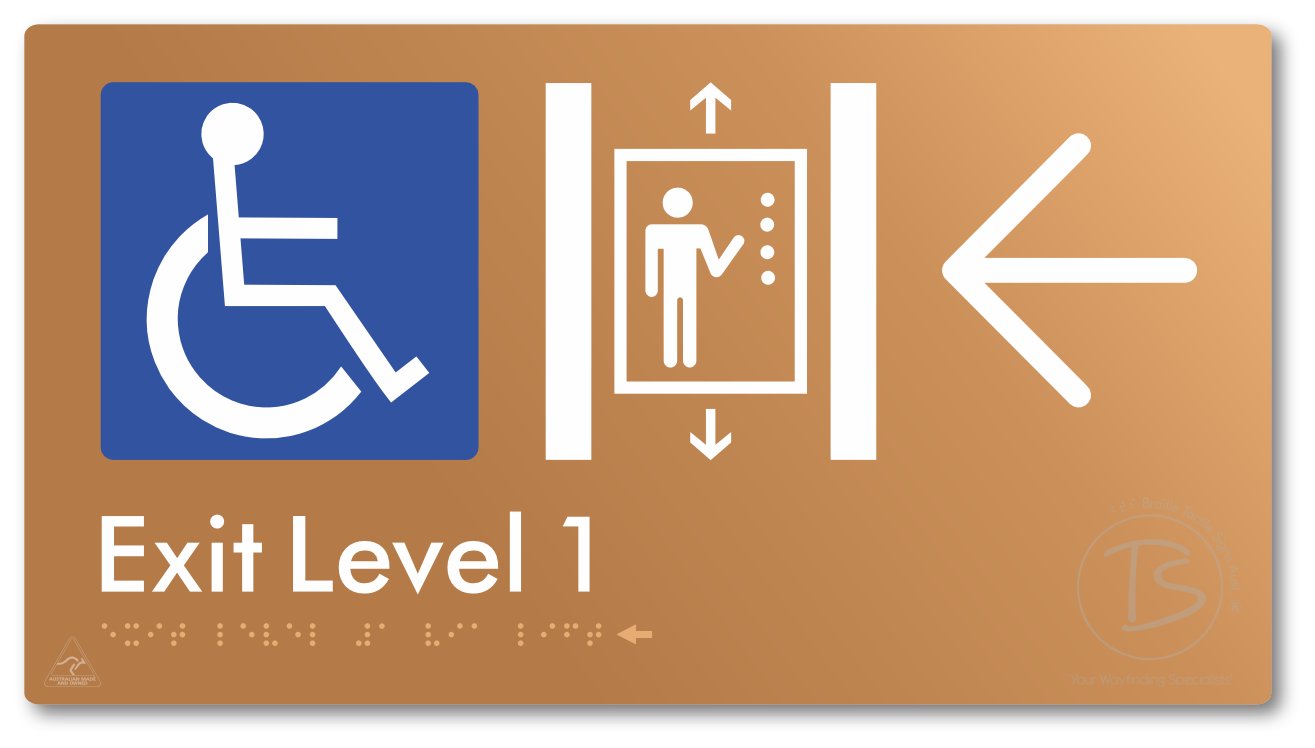 Exit Level 1 Via Lift with Large Arrow