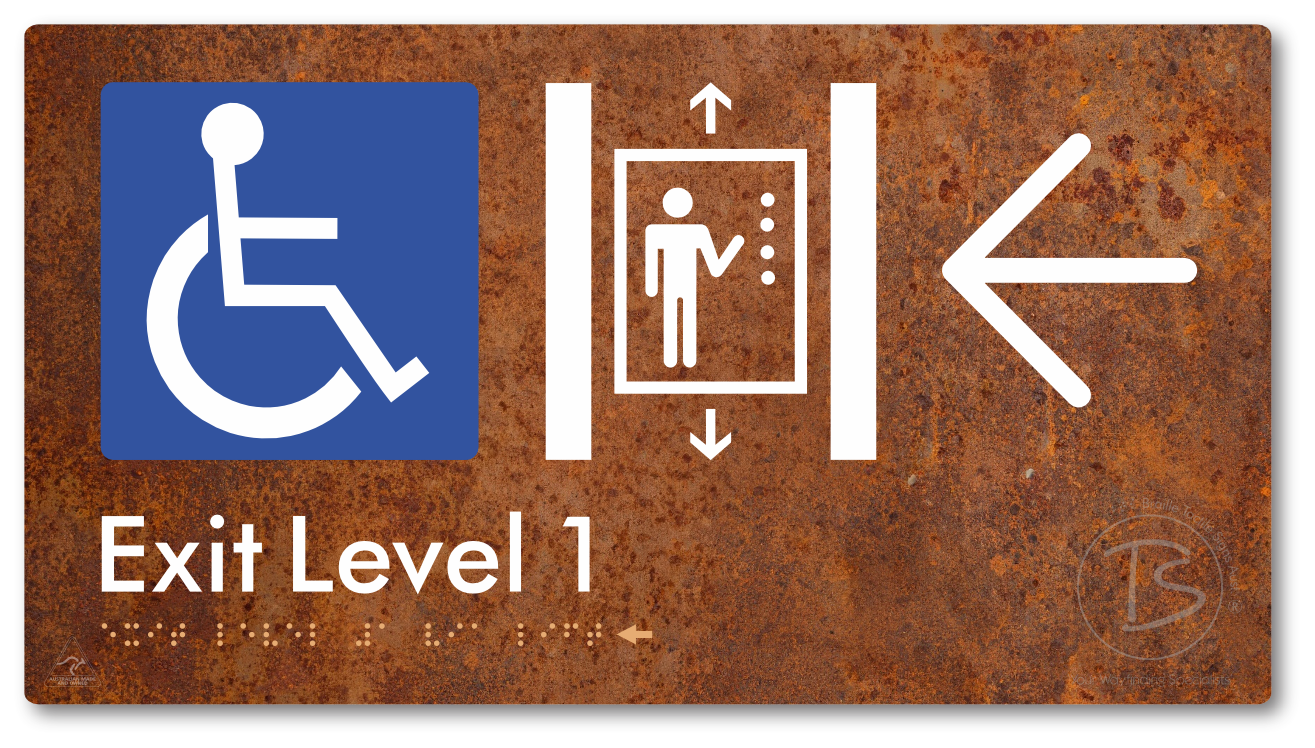 Exit Level 1 Via Lift with Large Arrow