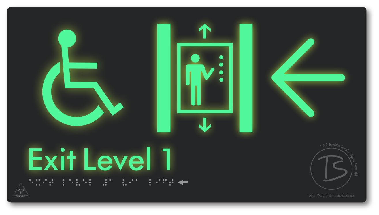 Exit Level 1 Via Lift with Large Arrow