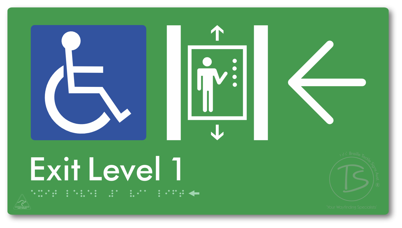 Exit Level 1 Via Lift with Large Arrow