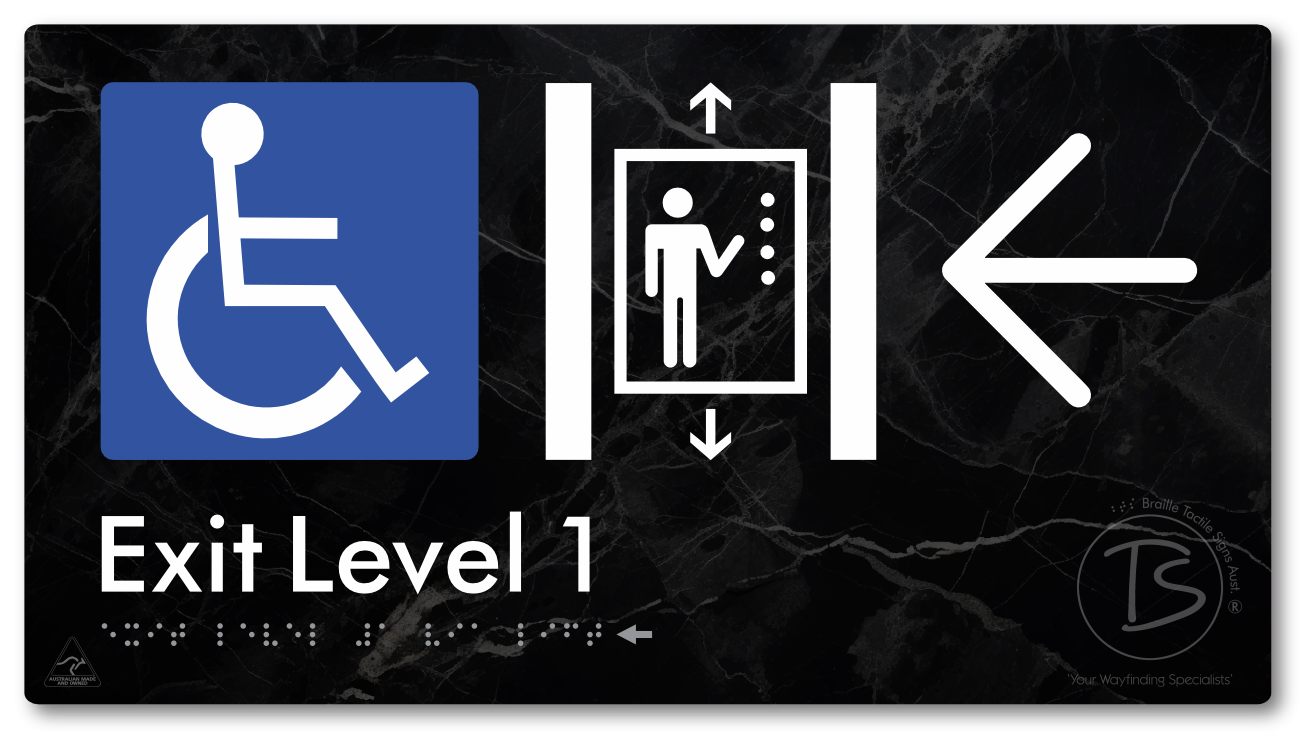 Exit Level 1 Via Lift with Large Arrow