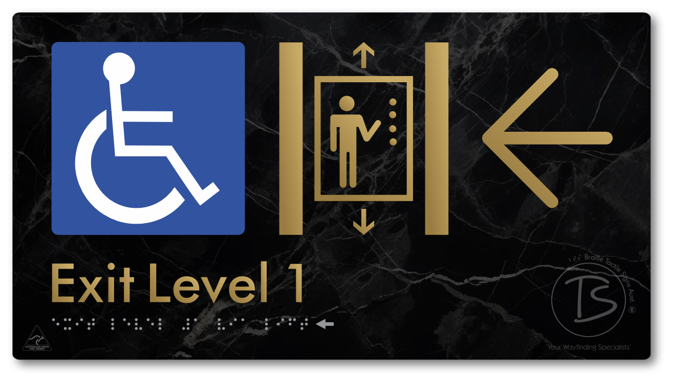 Exit Level 1 Via Lift with Large Arrow