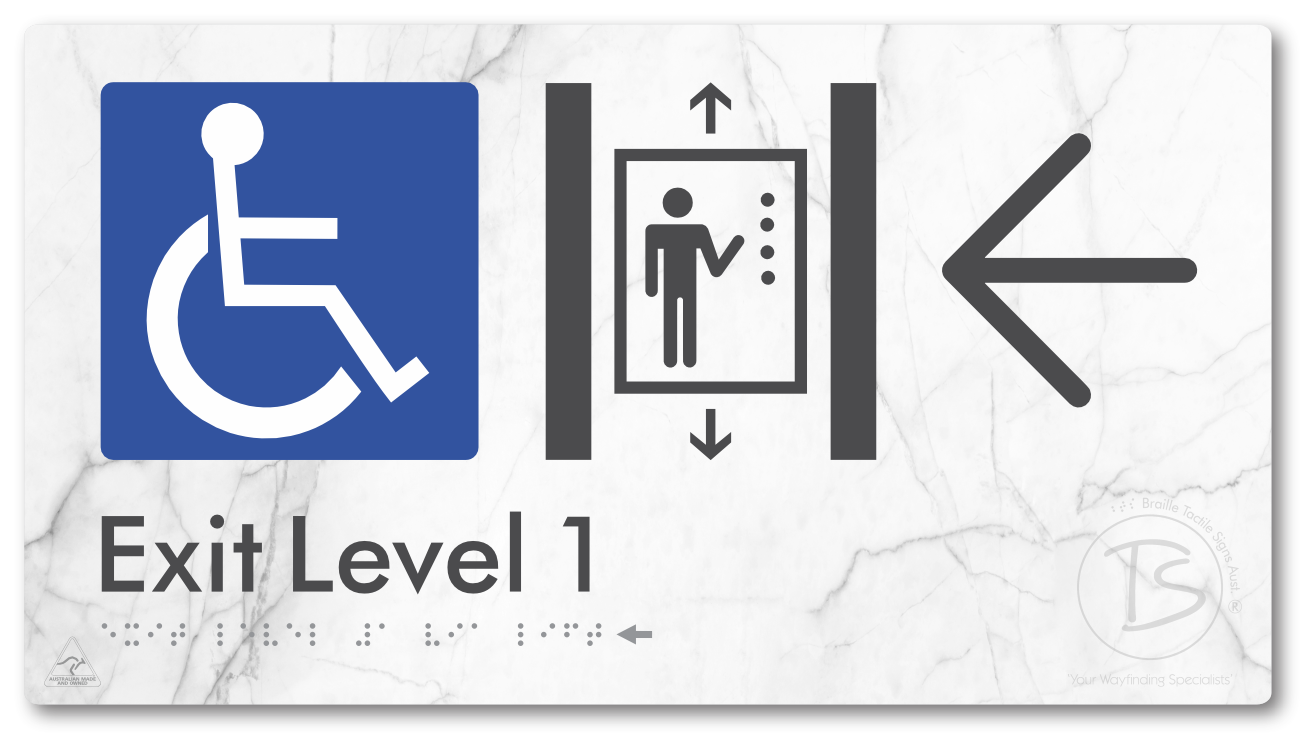 Exit Level 1 Via Lift with Large Arrow
