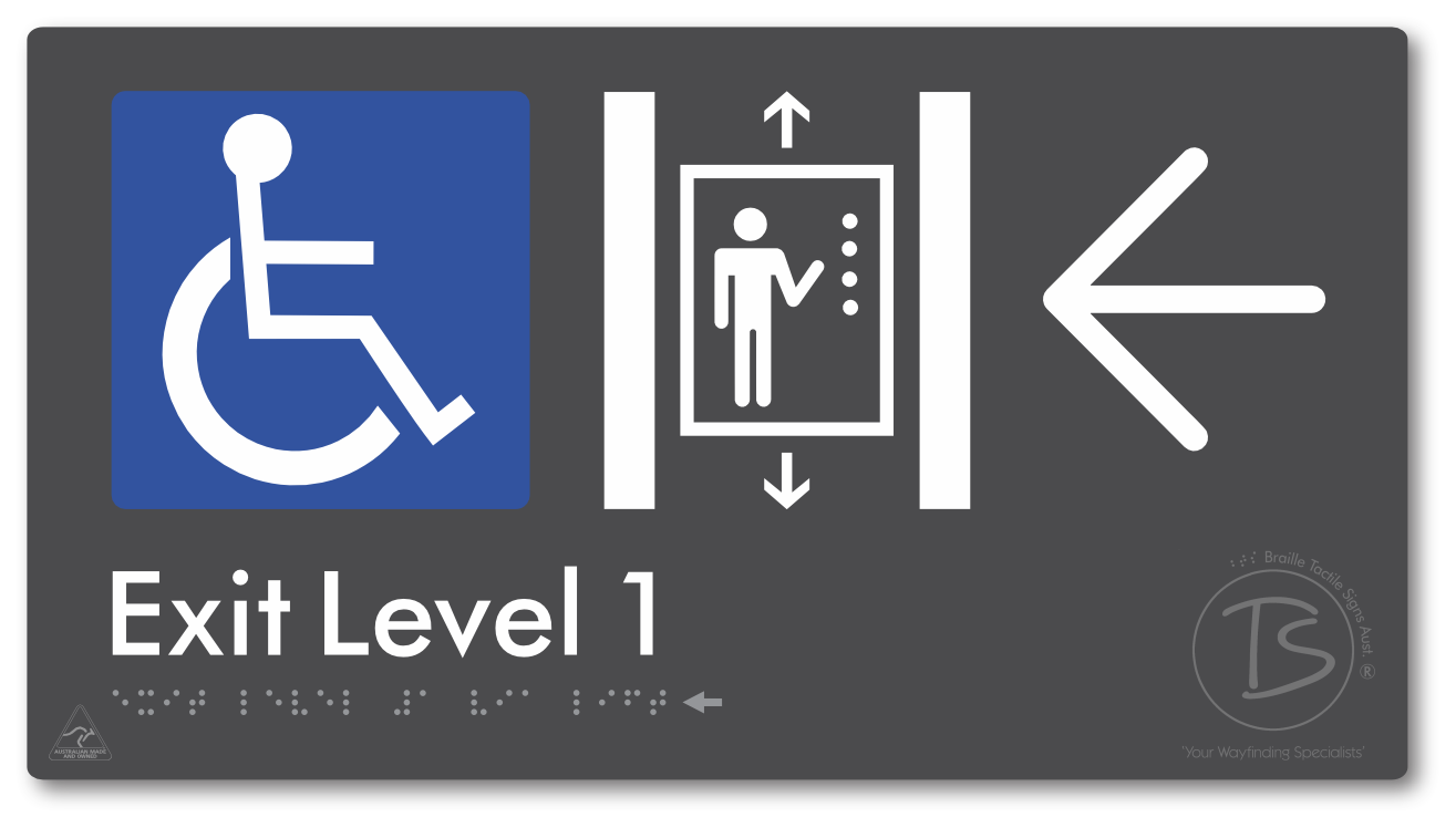 Exit Level 1 Via Lift with Large Arrow