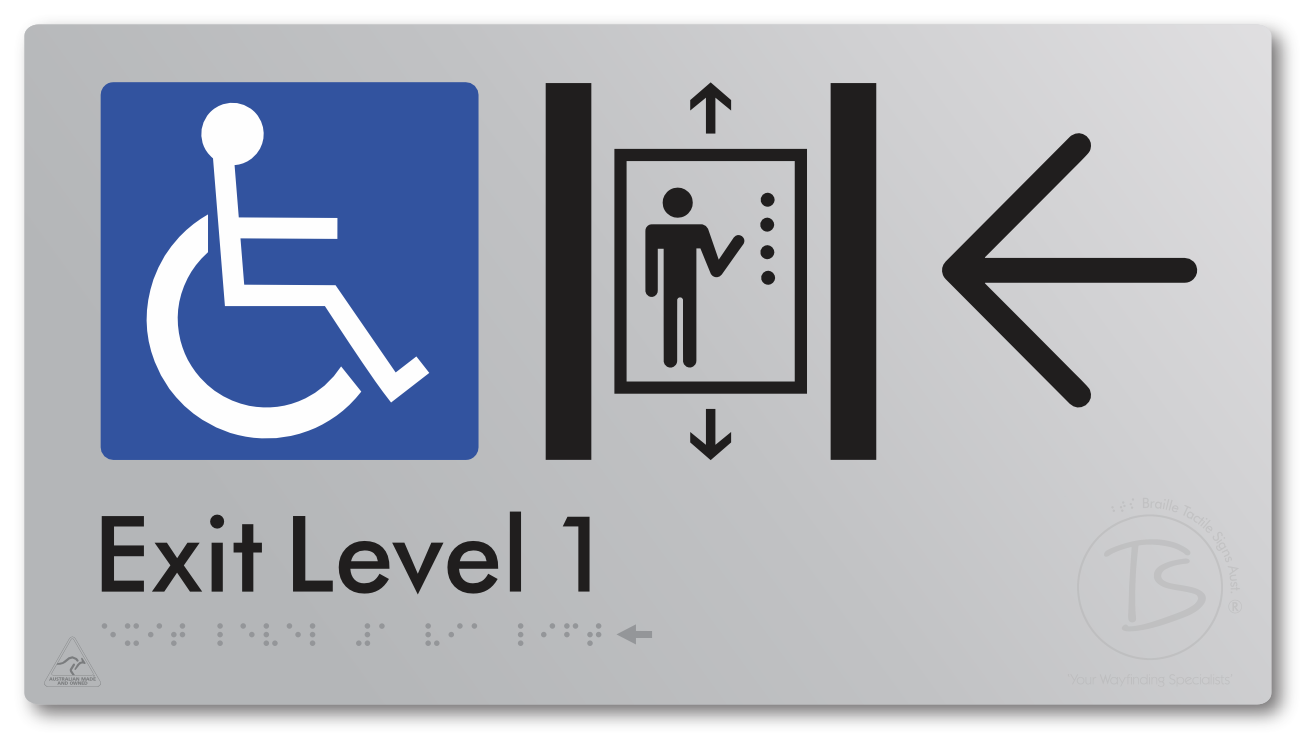 Exit Level 1 Via Lift with Large Arrow