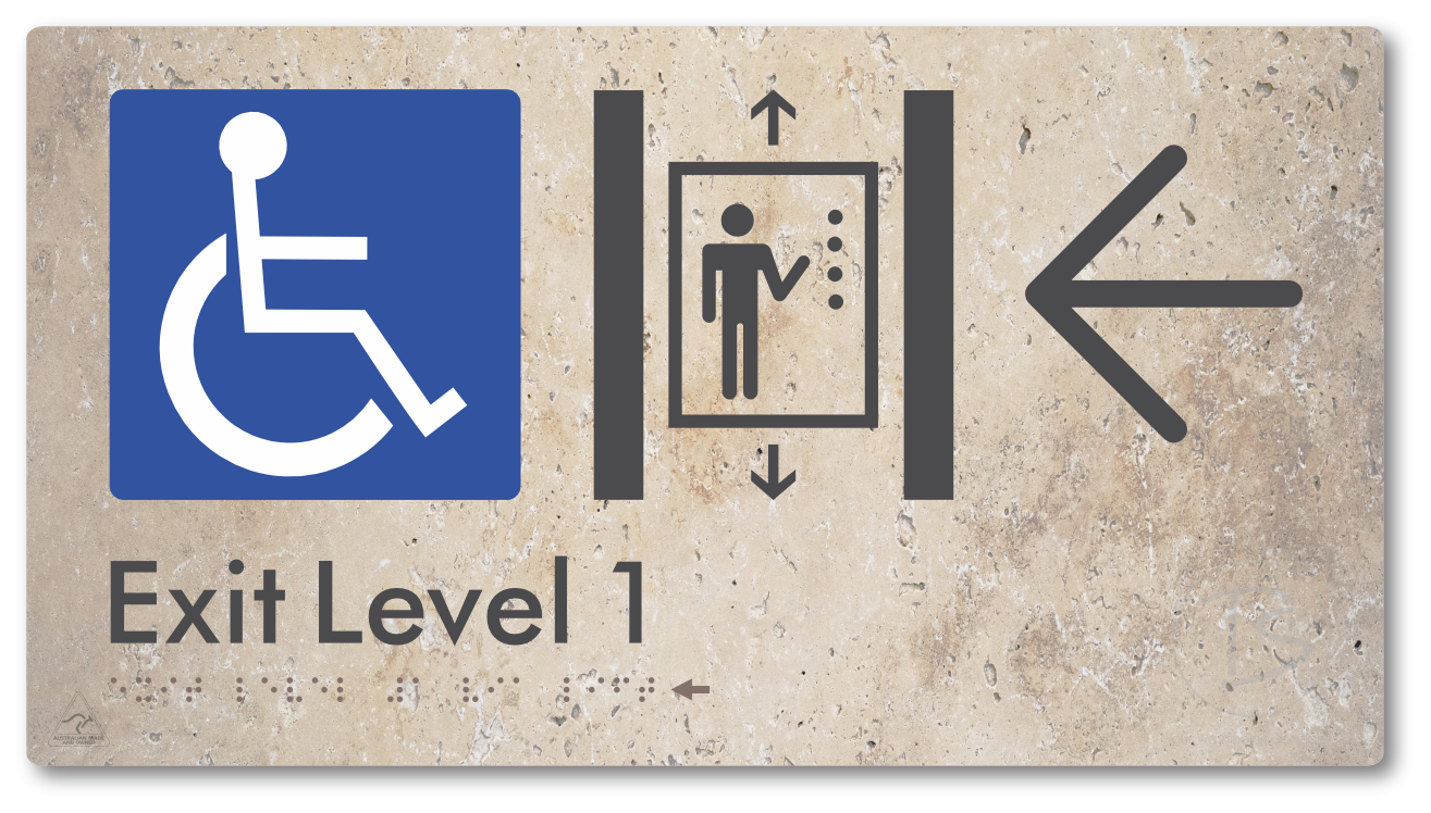 Exit Level 1 Via Lift with Large Arrow