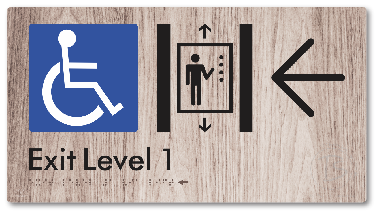 Exit Level 1 Via Lift with Large Arrow