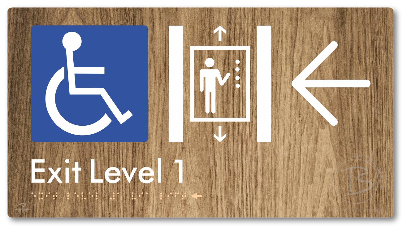 Exit Level 1 Via Lift with Large Arrow