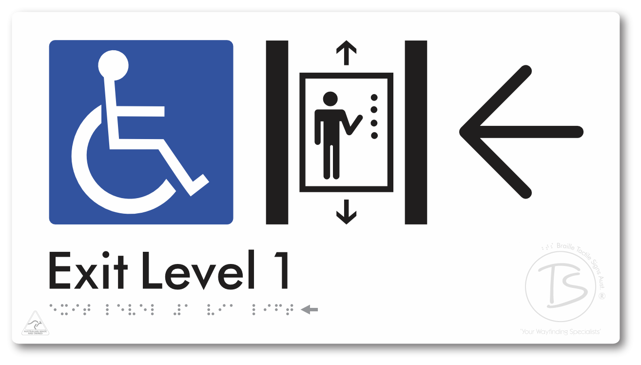Exit Level 1 Via Lift with Large Arrow