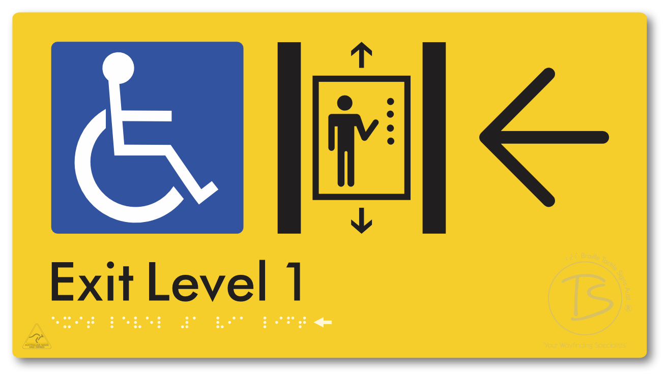 Exit Level 1 Via Lift with Large Arrow