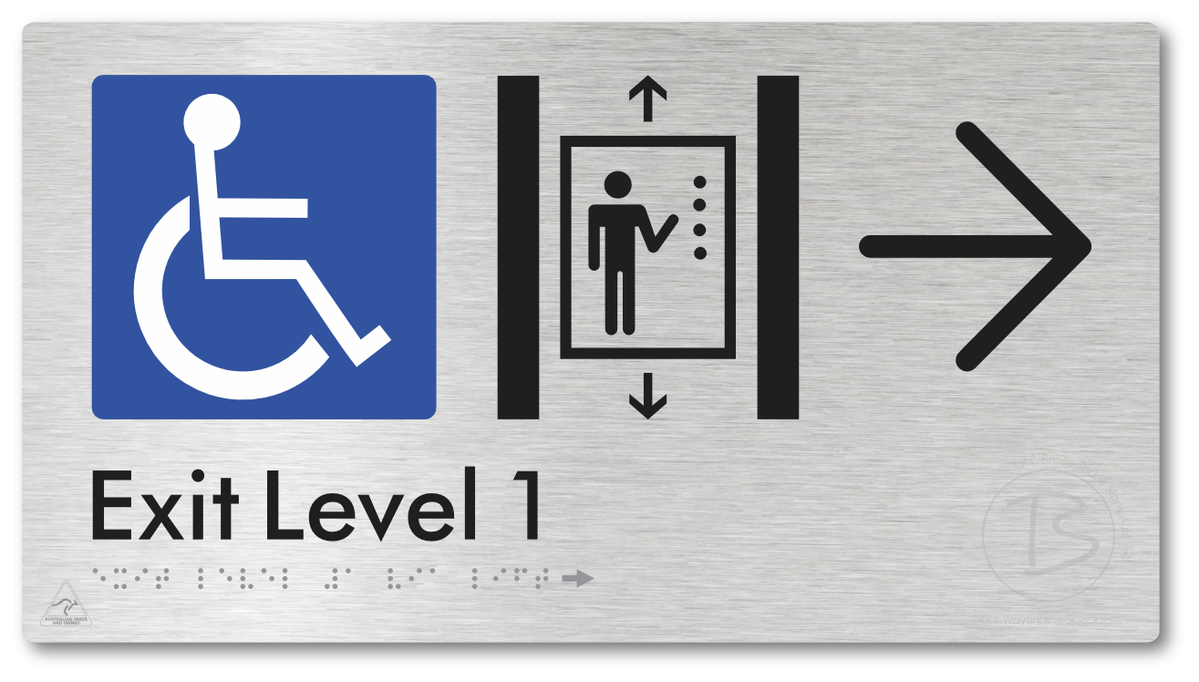 Exit Level 1 Via Lift with Large Arrow