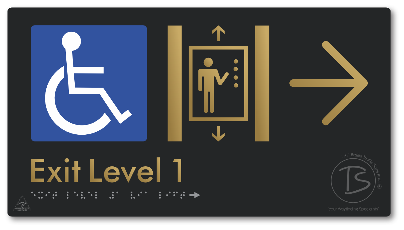 Exit Level 1 Via Lift with Large Arrow