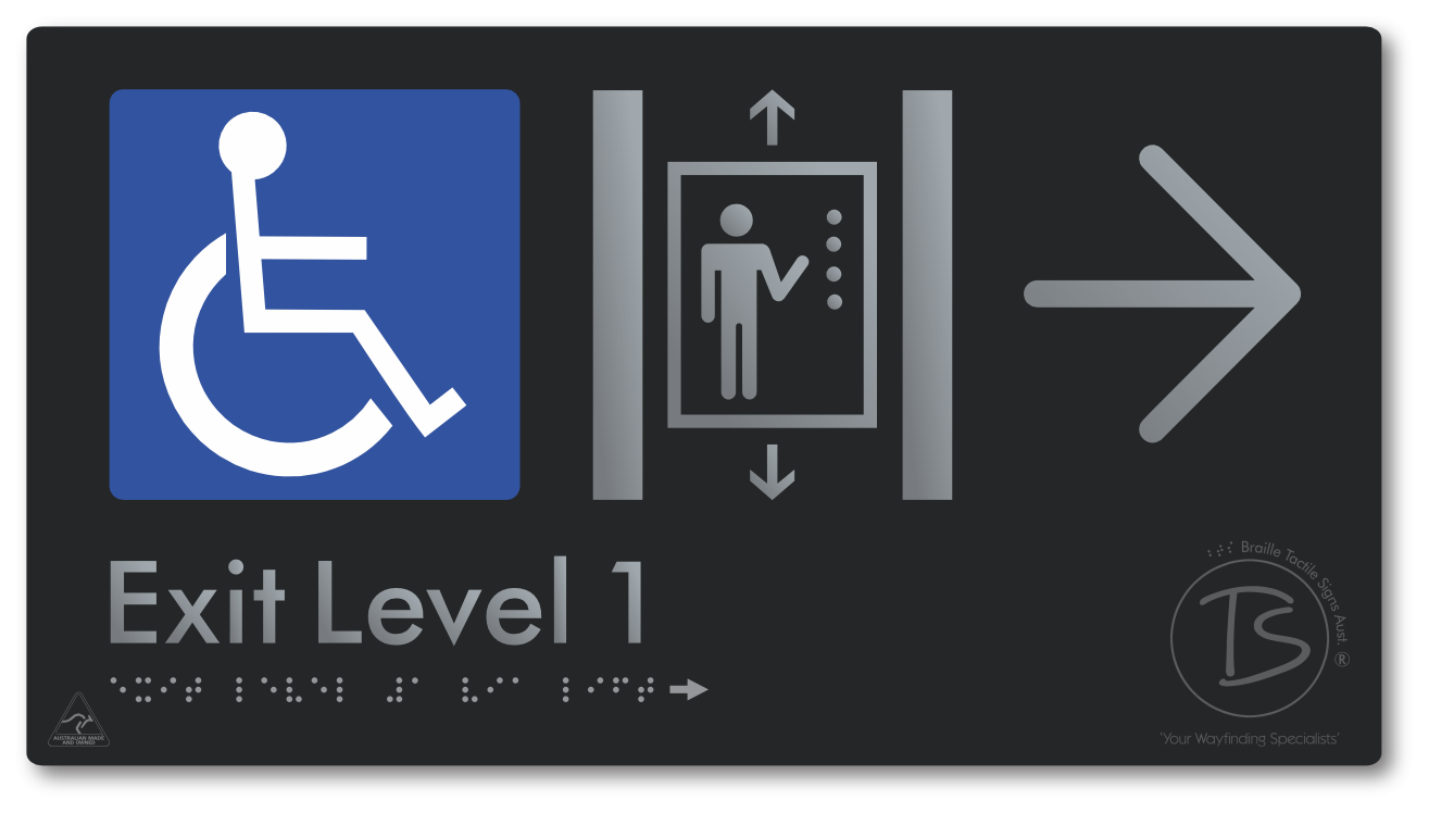 Exit Level 1 Via Lift with Large Arrow