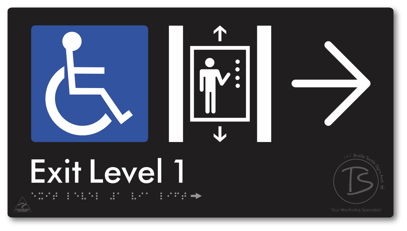 Exit Level 1 Via Lift with Large Arrow