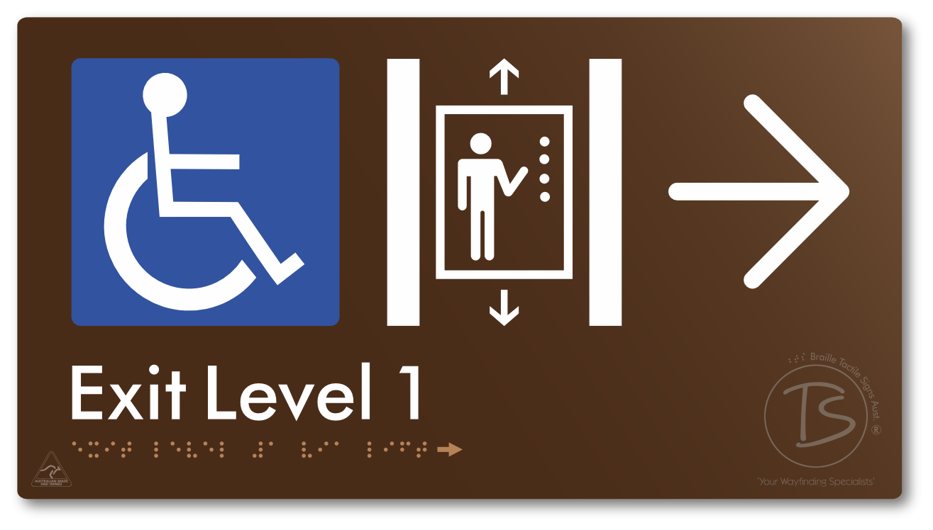 Exit Level 1 Via Lift with Large Arrow