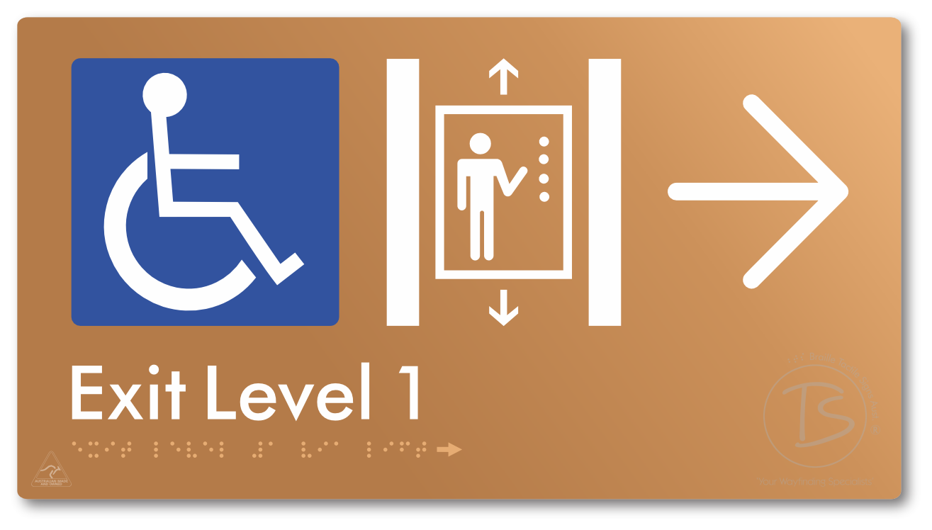 Exit Level 1 Via Lift with Large Arrow