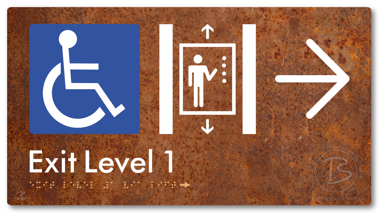 Exit Level 1 Via Lift with Large Arrow
