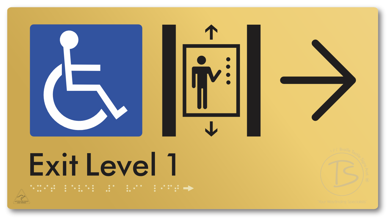 Exit Level 1 Via Lift with Large Arrow