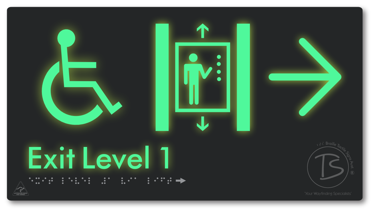 Exit Level 1 Via Lift with Large Arrow